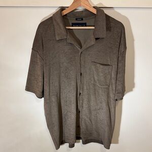 Abercrombie & Fitch Men Relaxed Fit Casual Terrycloth Button Down Shirt Size XL